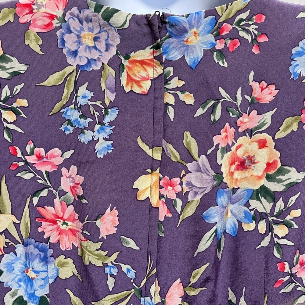 Vintage Talbots lilac floral silk sheath dress size 10 - Picture 5 of 10